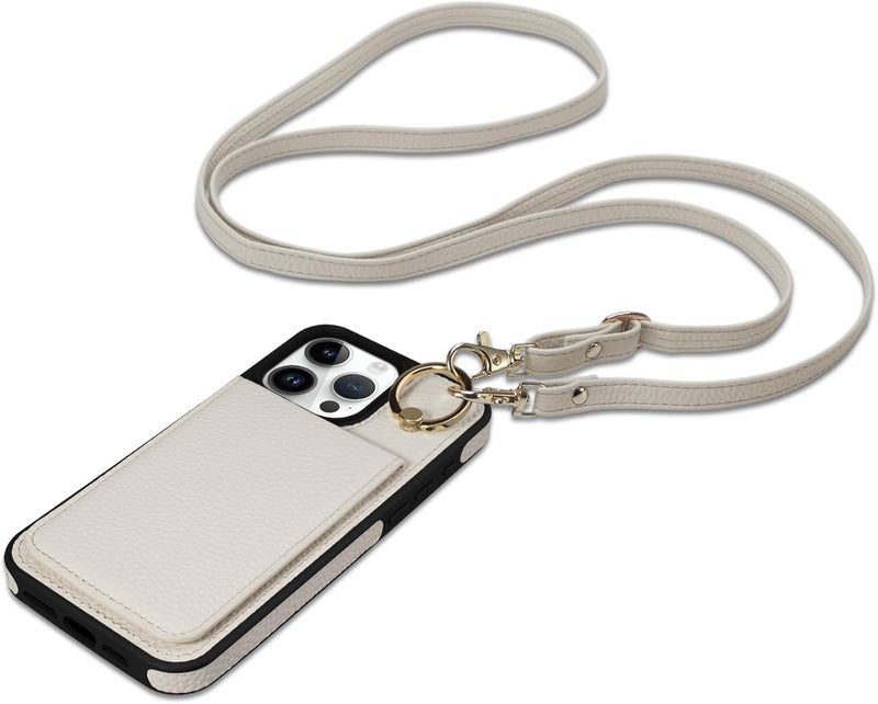 Keallce Case for iPhone 16 Pro 6.3'', Detachable Crossbody Case Wallet with RFID Blocking Card Holder, 360ｰRing Stand, Folio Leather iPhone Cover Lanyard Strap Lady for iPhone 16 Pro 2024 5G, White - Image 1